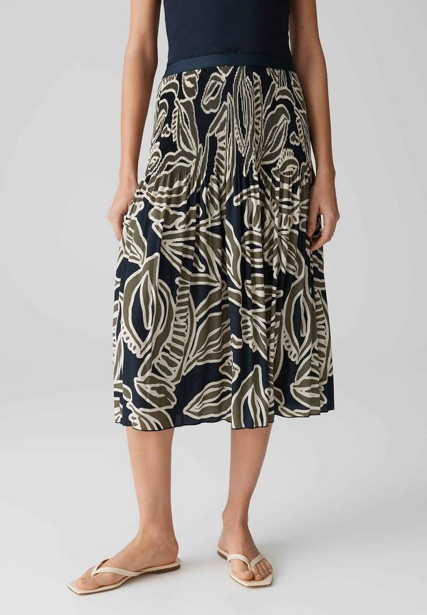 RELAXED MIDI FIT A-LINIE PLISSEE - Faltenrock - olive leaf