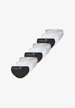 Mutandine assortite da donna in nero, bianco e grigio, realizzate in tessuto morbido con elastici in vita caratterizzati da un branding discreto.