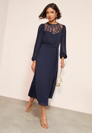 REGULAR FIT - LONG SLEEVE PLEATED - Rochie maxi - navy