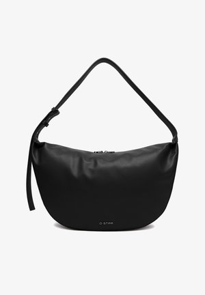 Schwarze, halbmondförmige Schultertasche mit verstellbarem Riemen, Reißverschluss und kleinem "G-STAR"-Logo auf der vorderen unteren Mitte.