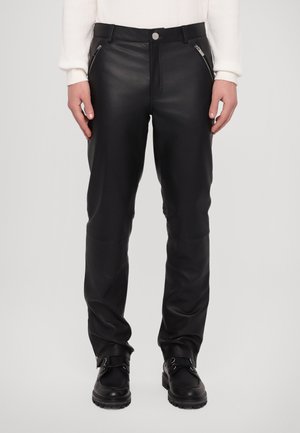 JAMES ZIPPER PANTS - Pantalon en cuir - nappa black