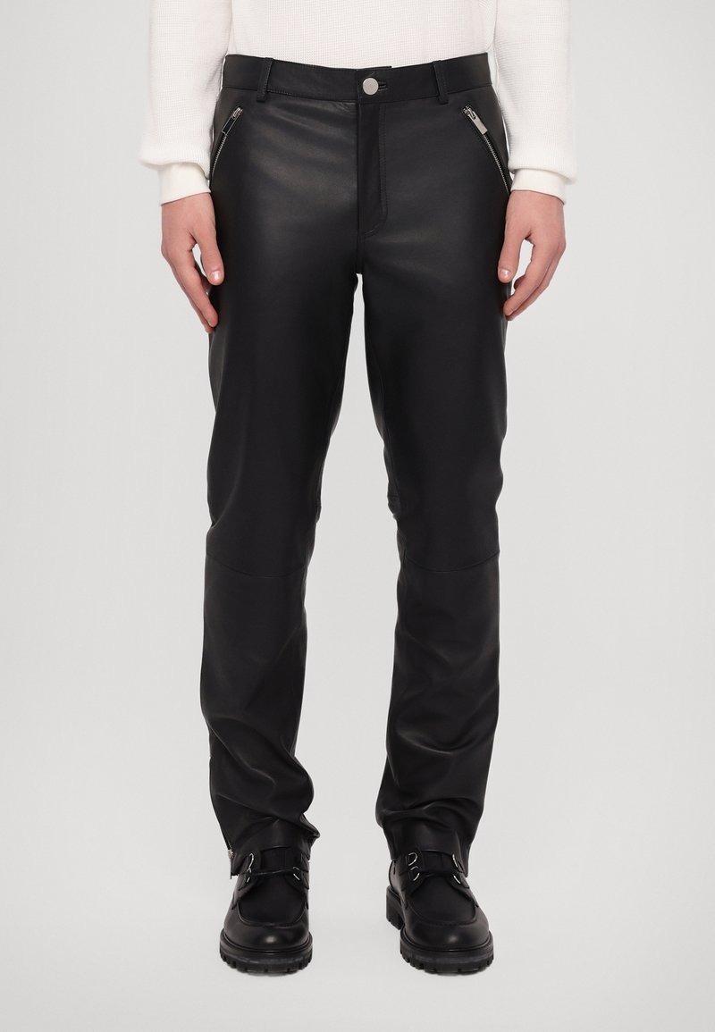 STUDIO ID - JAMES ZIPPER PANTS - Leather trousers - nappa black, Enlarge