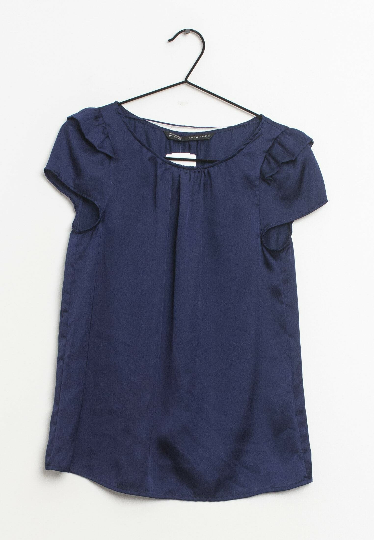 T-shirt Zara Daily Outfit Taille L - Blanc, Bleu Marine, Chambray - Modal, Neuf Avec étiquette