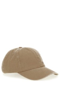 Kaki bomullsbasebollkeps med böjd skärm, mjuk textur, sexpaneldesign och ventilerande ögla för luftning.