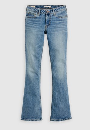 Lichtblauwe spijkerbroek met een vervaagde wassing, voorste knoop- en ritssluiting, ontwerp met vijf zakken en licht uitlopende pijpen.