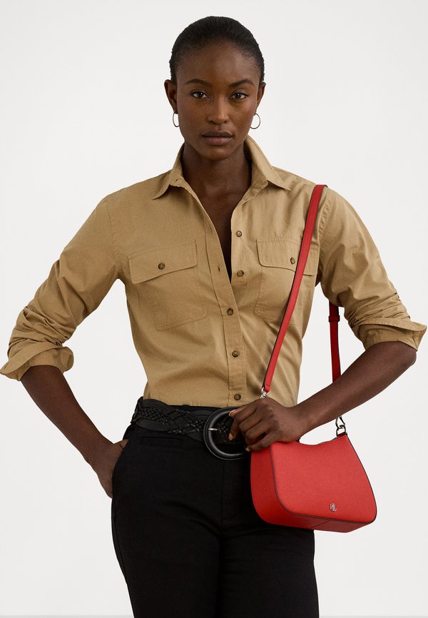 CROSSHATCH LEATHER MEDIUM DANNI BAG - Handbag - bright vermillion4