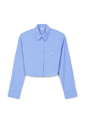 Calliope CROP A RIGHE - Camicia - var celeste