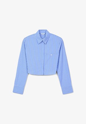 Calliope CROP A RIGHE - Chemisier - var celeste