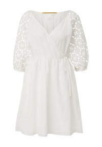 QS MIT BRODERIE ANGLAISE - Jurk - ecru