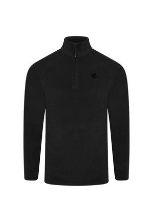 Jersey negro de manga larga con cuello con cremallera hasta media altura y un pequeño logo en el pecho izquierdo.