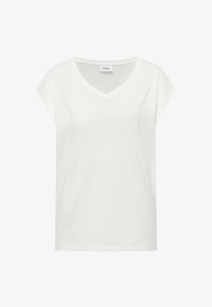 Cecil, DROPPED SHOULDER SHIRT MIT V-NECK - T-shirts basic - vanilla white