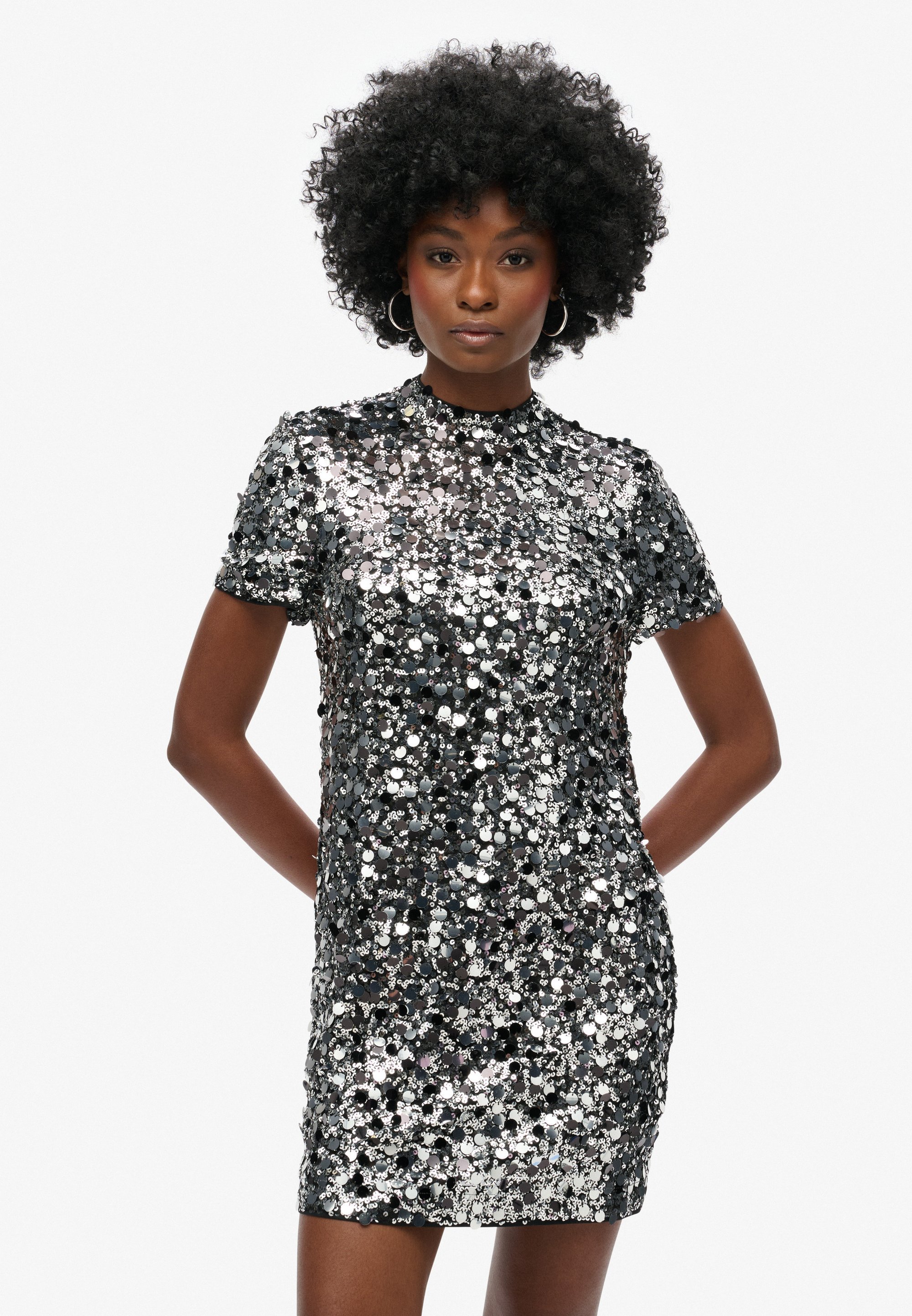 t shirt glitter dress A/W 1995 Gold Turtleneck Fully Sequin Embellished Long Sleeve Gown main image 0