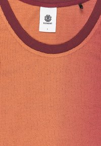 Orange textured tank top with a maroon ribbed neckline. Features a label with the brand "Element" and size "S."