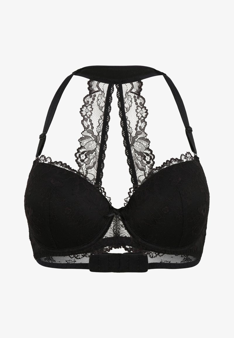 Lascana Mit Spitzenrucken In Floraler Opti Push Up Bra Schwarz Black Zalando De