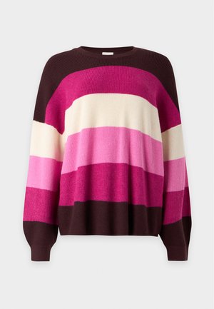 ONLY Carmakoma, CARATIA L/S STRIPE PULLOV KNT NOOS - Strickpullover - fuchsia/white cap