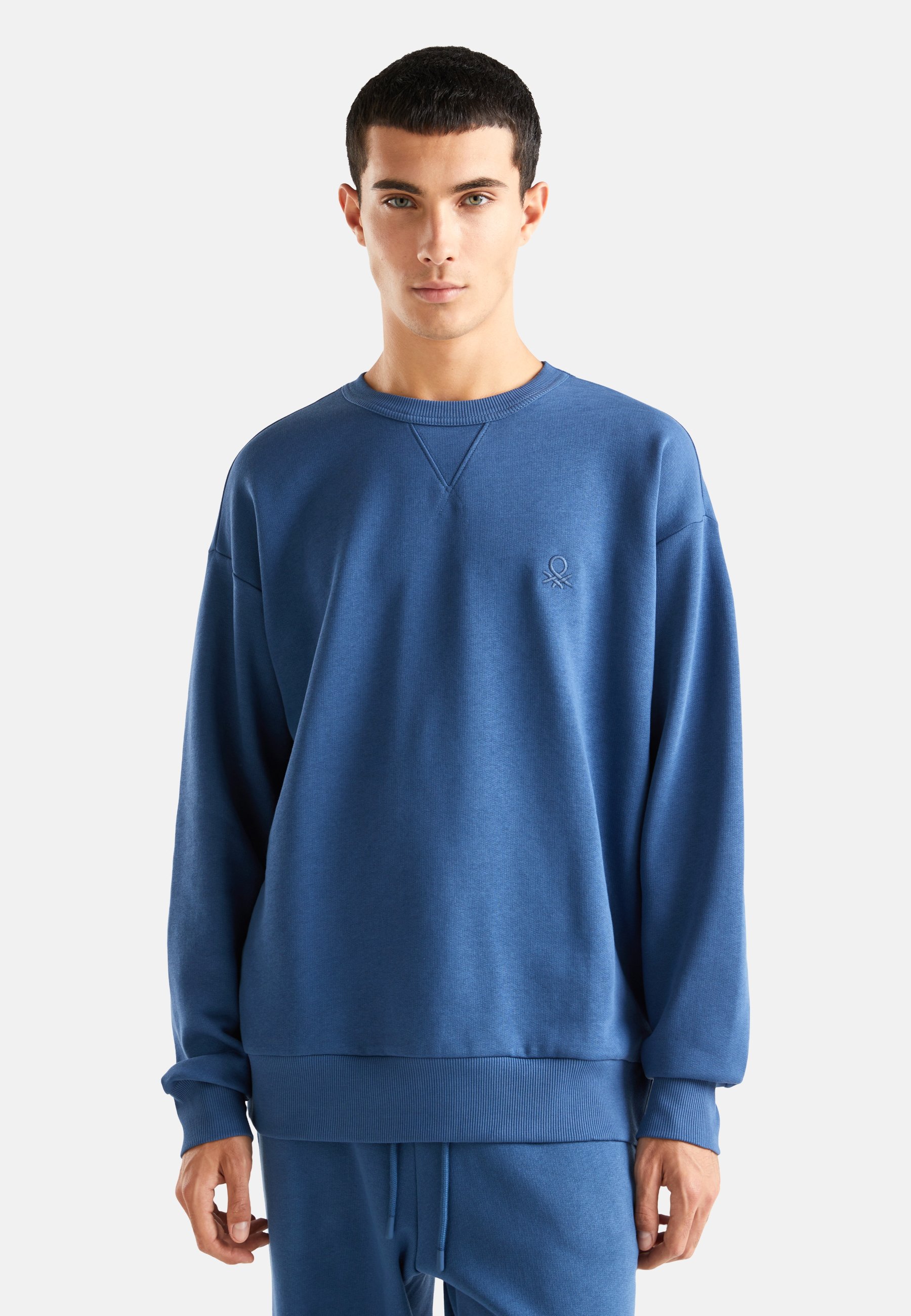 United Colors of Benetton CREWNECK WITH EMBROIDERED LOGO ON LEFT BREAST -  Sweatshirt - blue - Zalando.de