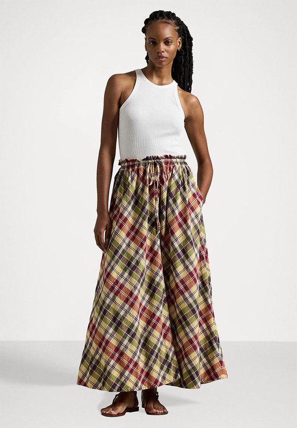 PLAID COTTON DRAWSTRING MAXISKIRT - Maxi skirt3