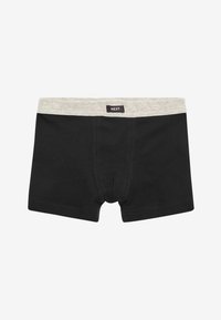 Svarta boxershorts med en ljusgrå elastisk midja. Har en liten etikett märkt "NEXT" på framsidan av midjan.