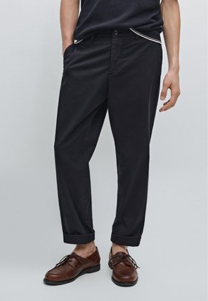 Massimo Dutti SLIM FIT TEXTURED - Pantaloni - dark blue