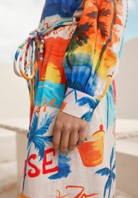 Next FIT - LONG SLEEVE TIE WAIST - Skjortklänning - bright palm graphic print