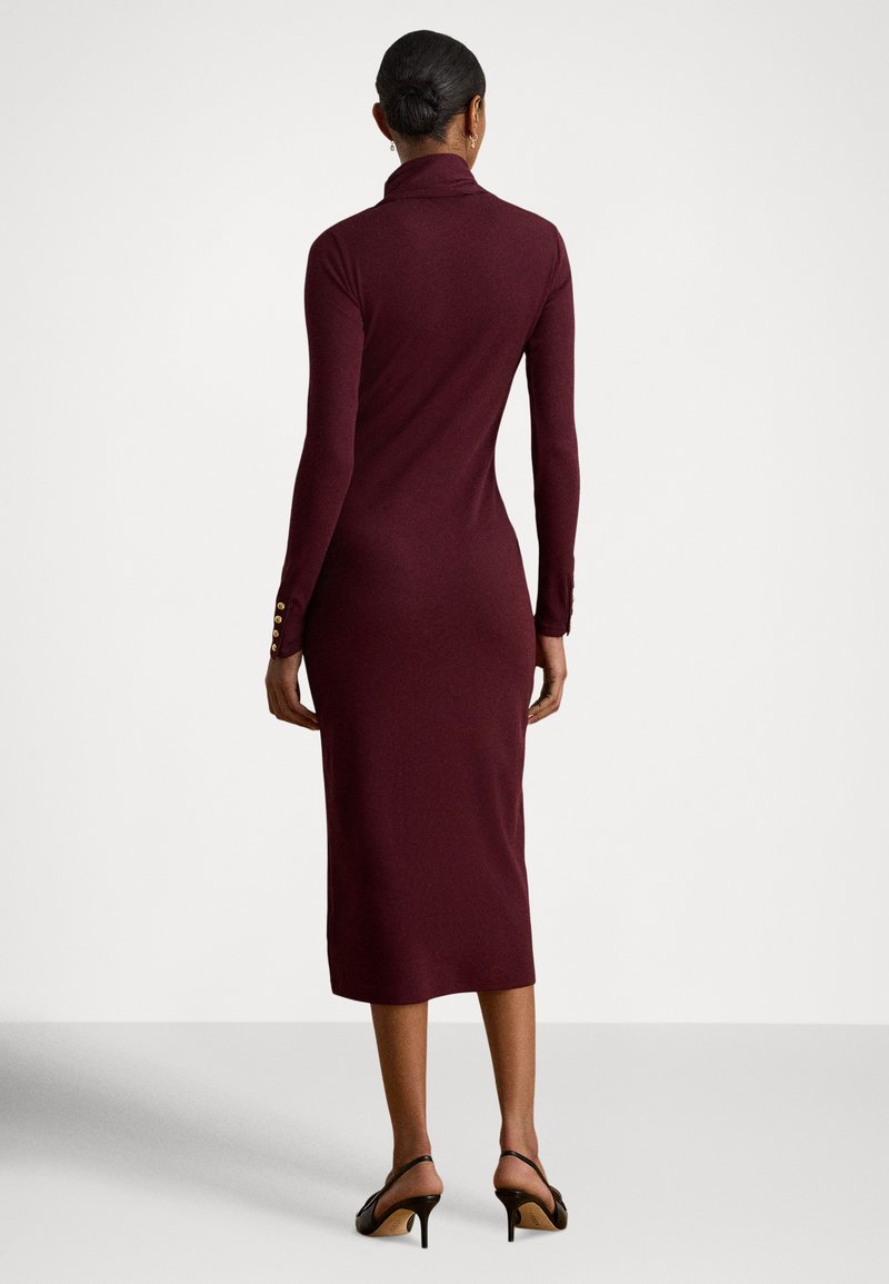 lauren ralph lauren women's cotton-blend turtleneck dress Ralph Lauren Tie-Front Turtleneck Dress - Camel