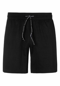 Schwarze Baumwollshorts mit elastischem Bund und verstellbarem Kordelzug. Entworfen für Komfort, mit einem einfachen, klassischen Schnitt.