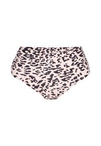 Világos rózsaszín, magas derekú fürd�őnadrág fekete leopárdmintával. Puha, rugalmas anyagból készült, zökkenőmentes szélekkel a kényelem érdekében.