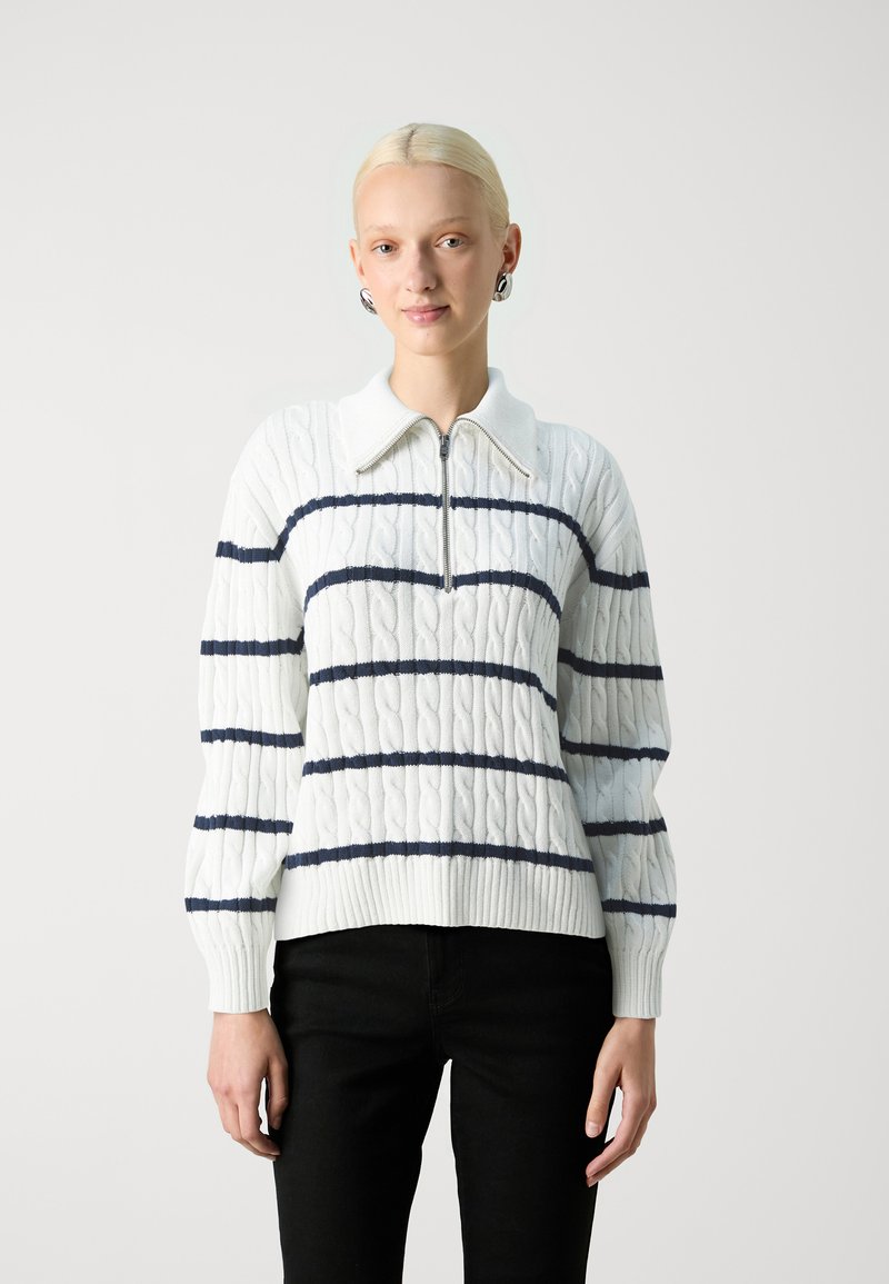 Hollister Co. HALF ZIP - Džemperis - cloud dancer/navy