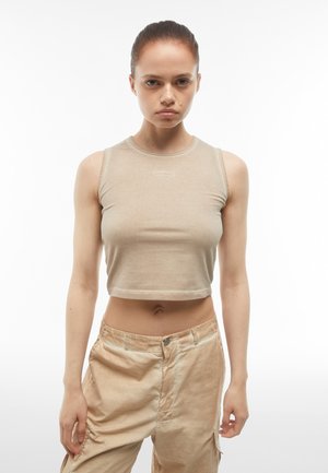 KENDALL CROP TOP - Topper - cobblestone cold dyed