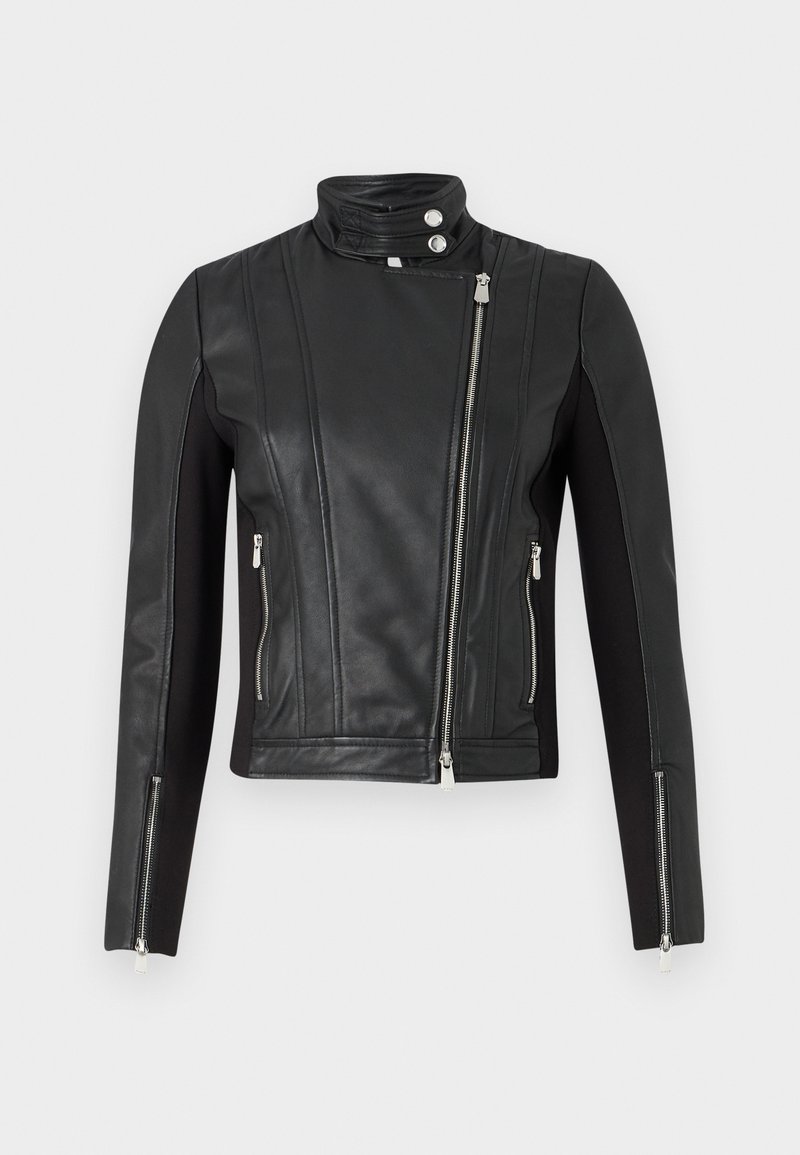 pinko Leren jas zwart