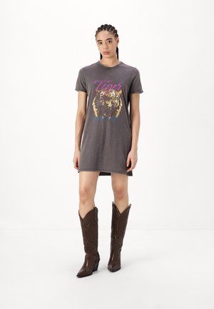 JDYELINA PRINT DRESS  - Jersey dress - drak grey