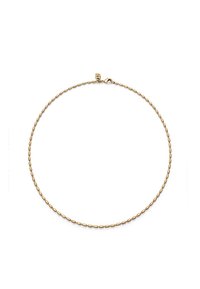 Collar en tono dorado con eslabones en forma ovalada, textura suave y un cierre de langosta en la parte posterior para un uso seguro.