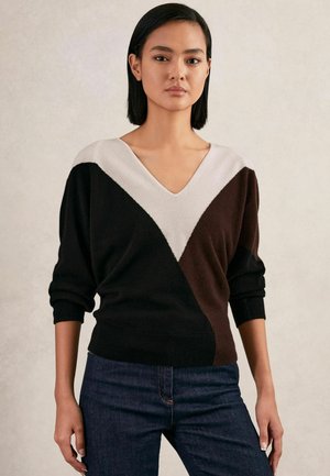 COLOURBLOCK - Neule - black burgundy cream