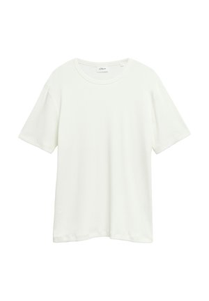 Plain white short-sleeve crew neck t-shirt with relaxed fit, displayed flat against a white background.