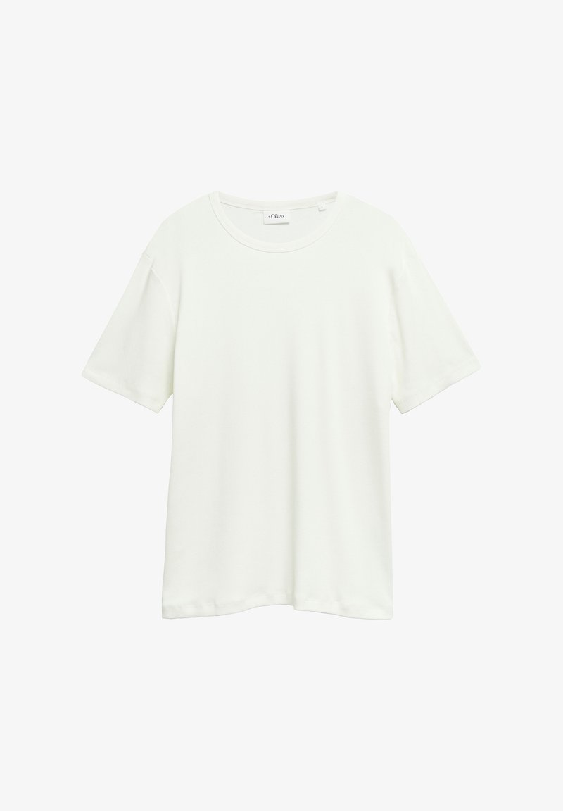 T-shirt blanc uni à manches courtes, col rond, coupe décontractée, présenté à plat sur fond blanc.