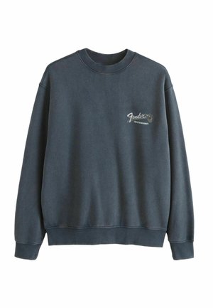 Tumehall hall kaelusega dressipluus, millel on väikene valge ja beež "Fender Fine Electric Instruments" logo vasakul rinnal.