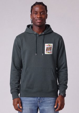 watapparel, KÖNIG DER HERZEN UNISEX - Kapuzenpullover - india ink grey