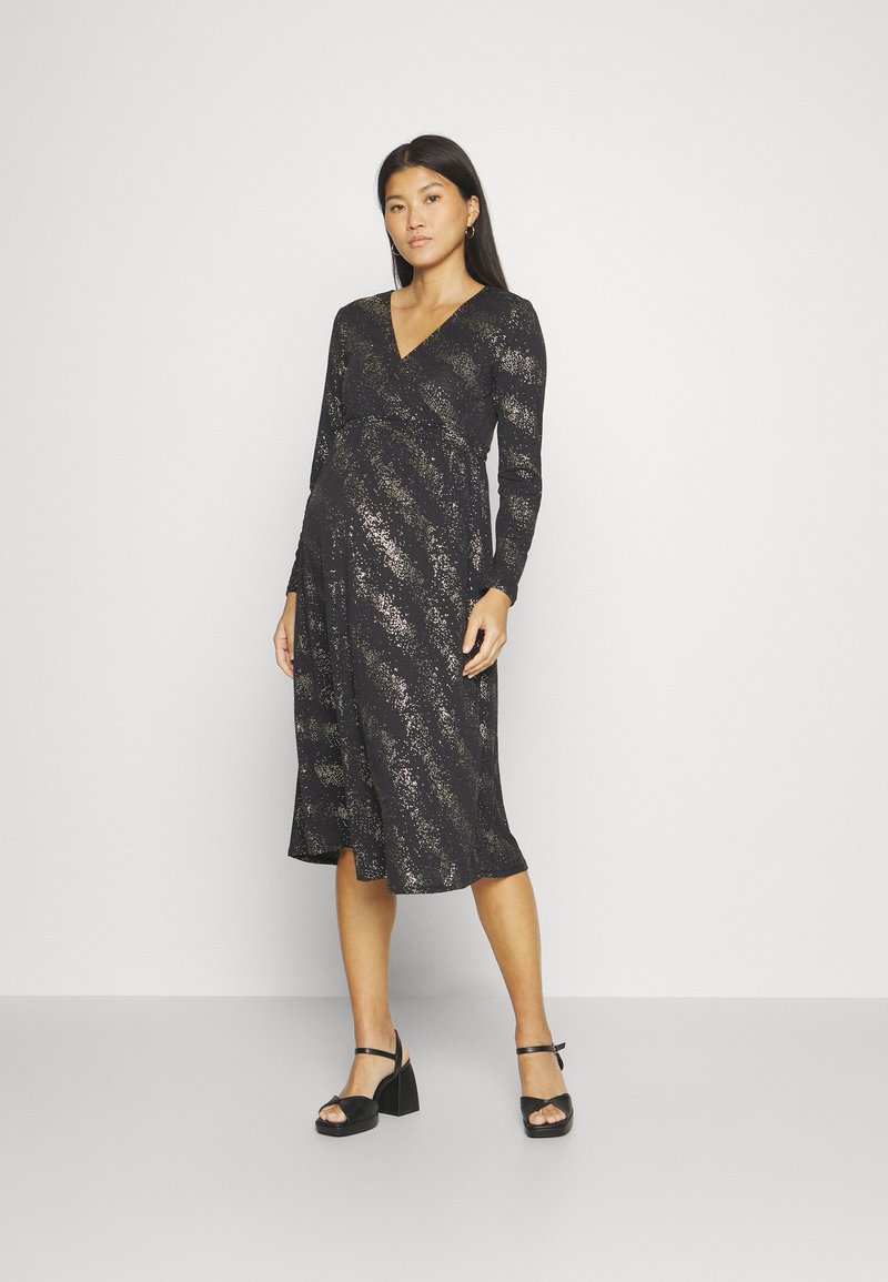 ONLY MATERNITY OLMNEW PELLA WRAP DRESS JRS - Robe en jersey - black/gold