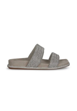 PLANA TIRAS STRASS - Sandalias planas - marrón topo