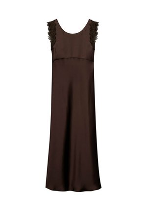 Luisa Cerano, LUISA CERANO SATIN-KLEID MIT SPITZENDETAIL - Maxi dress - marone