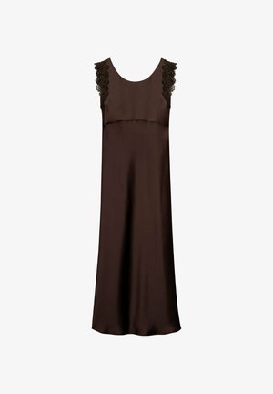 Luisa Cerano, LUISA CERANO SATIN-KLEID MIT SPITZENDETAIL - Maxi dress - marone