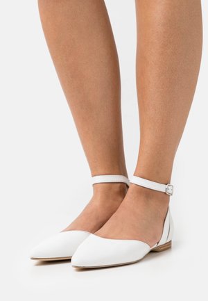 LEATHER - Ballerinat nilkkaremmillä - white