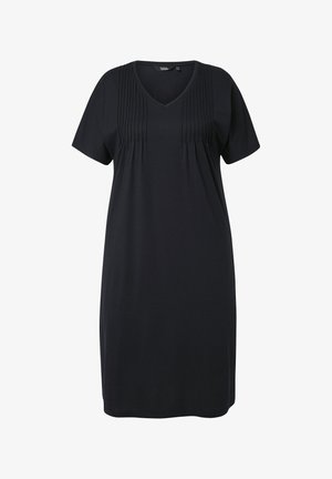 Ulla Popken SHORT SLEEVE V-NECK JERSEY DRESS - Jerseykleid - black