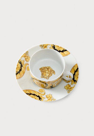Versace CUP/SAUCER 4 LOW - Platillo de café - white/black/yellow