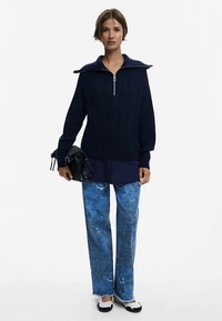 Desigual CABLE WITH ZIPPER - Pulover - blue