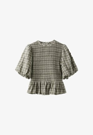 Stradivarius, SHORT SLEEVE PEPLUM BLOUSE - Bluse - khaki