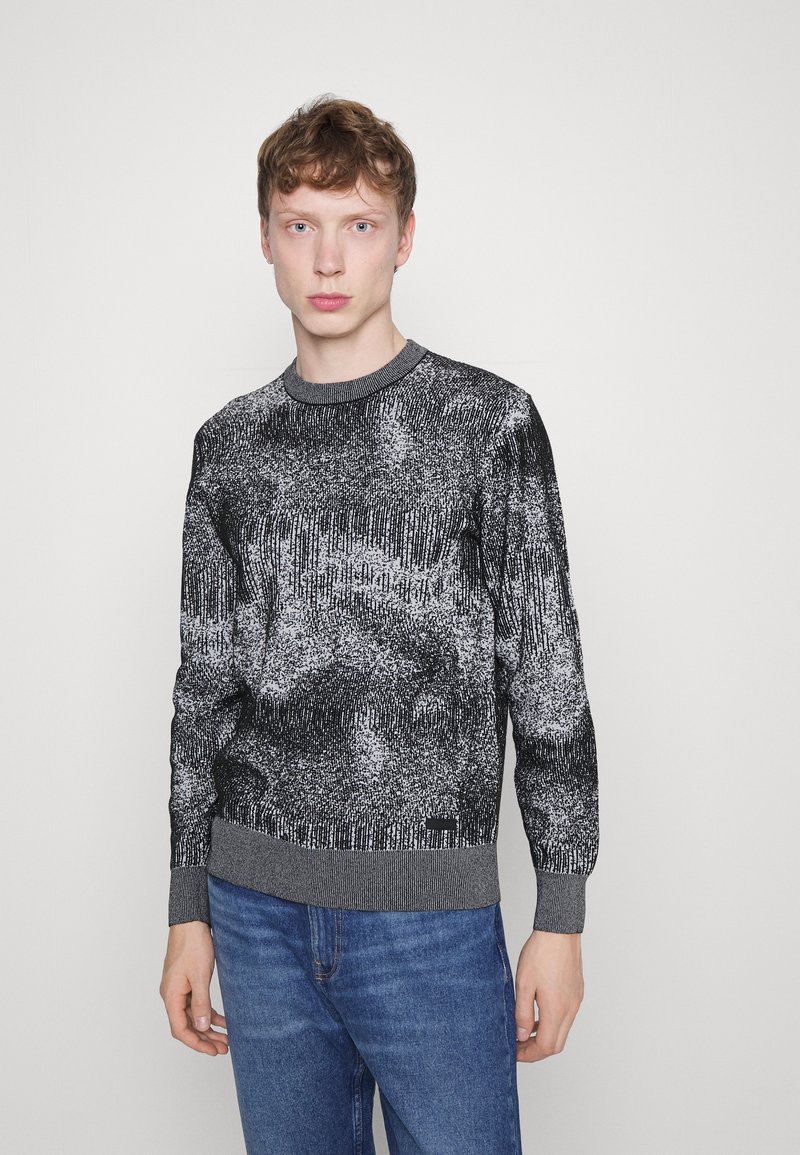 Calvin Klein FANCY JACQUARD SWEATER Strickpullover black/white