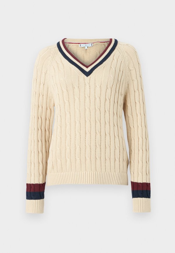 VARSITY CABLE V NECK - Jumper - country ivory4