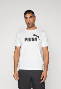 Puma - LOGO TEE - Marškinėliai su spaudiniu - white Miniatiūros vaizdas 1