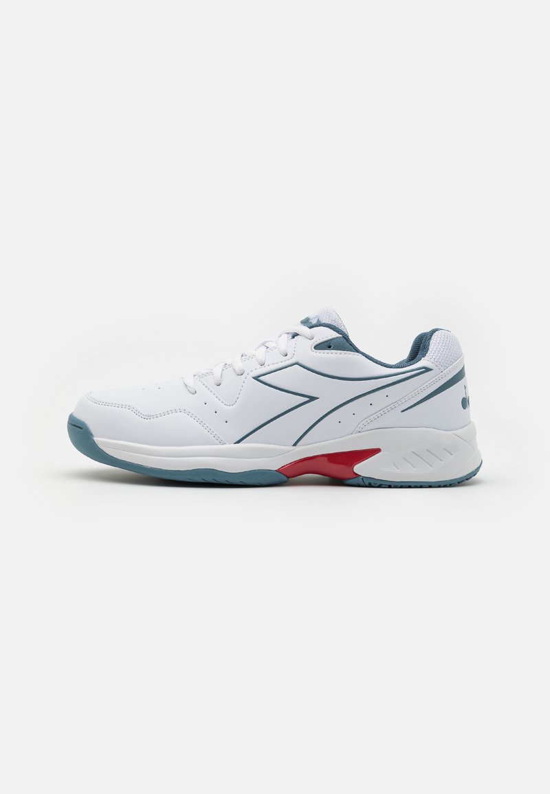 Diadora VOLEE - Pantofi de tenis pe orice suprafață - white/oceanview/salsa